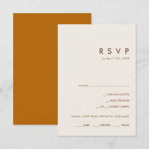 Simple Desert   Burnt Orange Menu Choice RSVP Card
