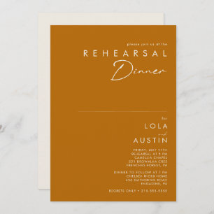 Simple Desert Burnt Orange Rehearsal Dinner Invitation