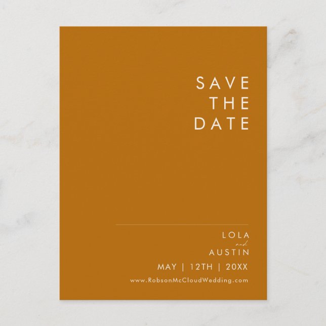 Simple Desert | Burnt Orange Save The Date Invitation Postcard (Front)
