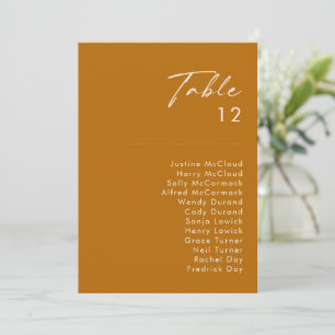 Simple Desert   Burnt Orange Table Number Chart