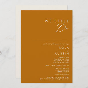 Simple Desert Burnt Orange We Still Do Vow Renewal Invitation