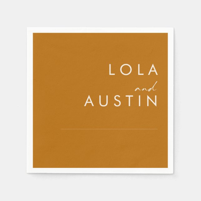 Simple Desert | Burnt Orange Wedding Napkins (Front)