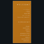 Simple Desert | Burnt Orange Wedding Program<br><div class="desc">This Simple Desert | Burnt Orange wedding program is exactly what you're looking for to complete your modern rustic boho wedding. Perfect for either a vintage minimalist western vibe or a retro fall bohemian feel. The minimal natural white script truly pops with this colourful autumn background. You can choose to...</div>