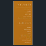 Simple Desert | Burnt Orange Wedding Program<br><div class="desc">This Simple Desert | Burnt Orange wedding program is exactly what you're looking for to complete your modern rustic boho wedding. Perfect for either a vintage minimalist western vibe or a retro fall bohemian feel. The minimal natural white script truly pops with this colourful autumn background. You can choose to...</div>
