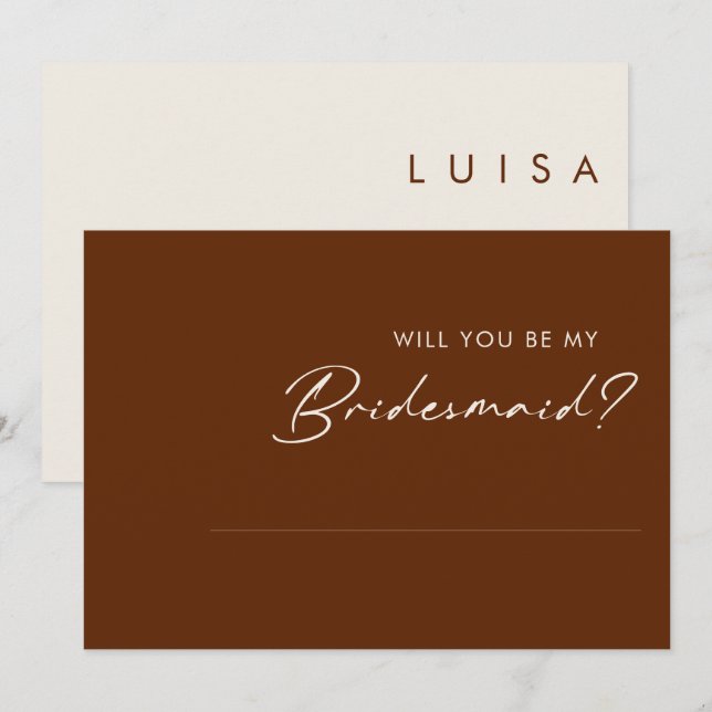 Simple Desert Cinnamon Bridesmaid Proposal card (Front/Back)