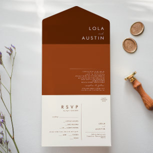 Simple Desert   Dark Cinnamon and Terracotta  All  All In One Invitation