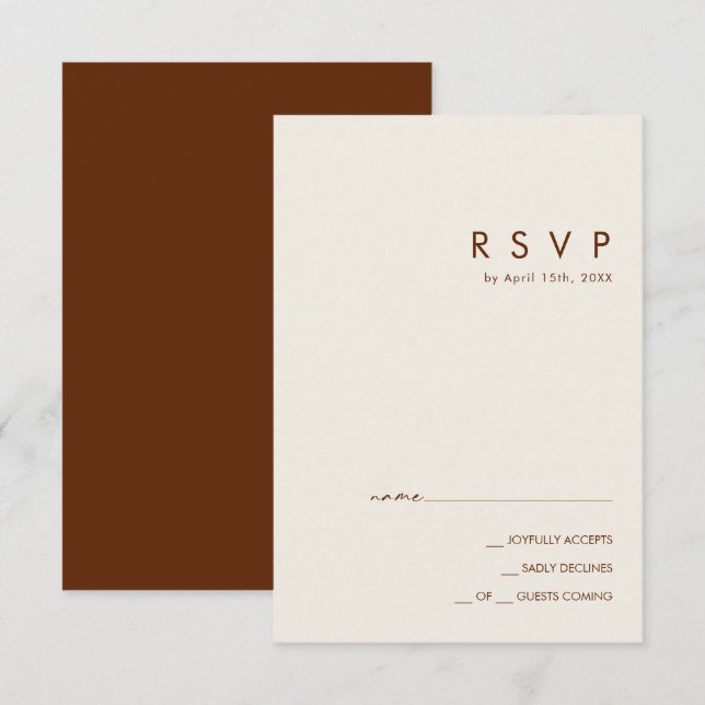 Simple Desert | Dark Cinnamon RSVP Card (Front/Back)