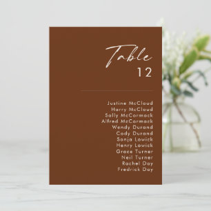 Simple Desert   Dark Cinnamon Table Number Chart
