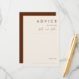 Simple Desert   Dark Cinnamon Wedding Advice Card
