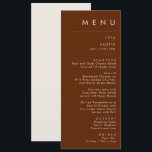 Simple Desert | Dark Cinnamon Wedding Dinner Menu<br><div class="desc">This Simple Desert | Dark Cinnamon wedding dinner menu is exactly what you're looking for to complete your modern rustic boho wedding. Perfect for either a vintage minimalist western vibe or a retro fall bohemian feel. The minimal natural white script truly pops with this colourful autumn background. You can choose...</div>
