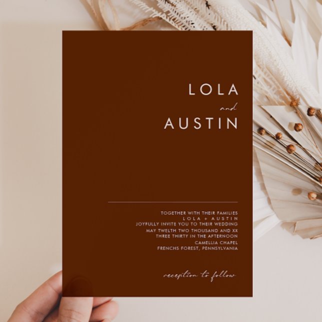 Simple Desert | Dark Cinnamon Wedding Invitation (Creator Uploaded)