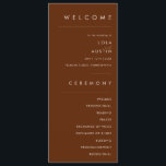 Simple Desert | Dark Cinnamon Wedding Program<br><div class="desc">This Simple Desert | Dark Cinnamon wedding program is exactly what you're looking for to complete your modern rustic boho wedding. Perfect for either a vintage minimalist western vibe or a retro fall bohemian feel. The minimal natural white script truly pops with this colourful autumn background. You can choose to...</div>