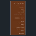 Simple Desert | Dark Cinnamon Wedding Program<br><div class="desc">This Simple Desert | Dark Cinnamon wedding program is exactly what you're looking for to complete your modern rustic boho wedding. Perfect for either a vintage minimalist western vibe or a retro fall bohemian feel. The minimal natural white script truly pops with this colourful autumn background. You can choose to...</div>