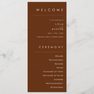 Simple Desert   Dark Cinnamon Wedding Program