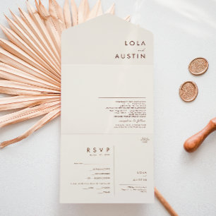 Simple Desert   Natural White Seal and Send All In One Invitation