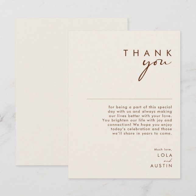 Simple Desert | Natural White Thank you Card (Front/Back)