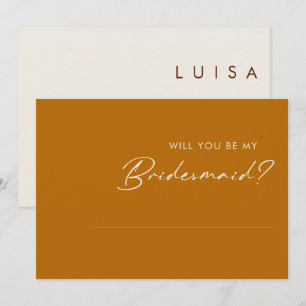 Simple Desert Orange Bridesmaid Proposal card