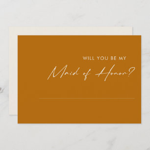 Simple Desert Orange Maid of Honour Proposal Card