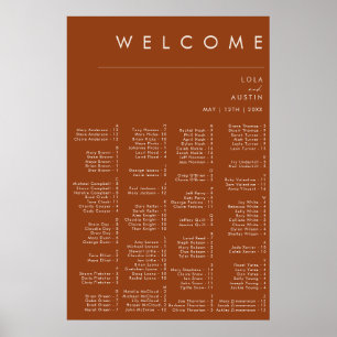Simple Desert Terracotta Alphabetical Seating Poster