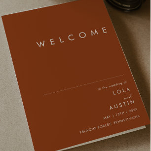Simple Desert   Terracotta Folded Wedding Program