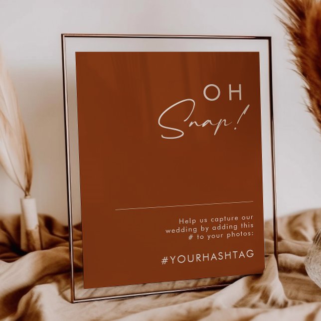 Simple Desert | Terracotta Oh Snap Wedding Hashtag Poster (Creator Uploaded)