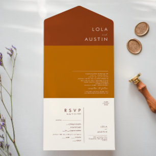 Simple Desert   Terracotta, Orange and Cinnamon Al All In One Invitation