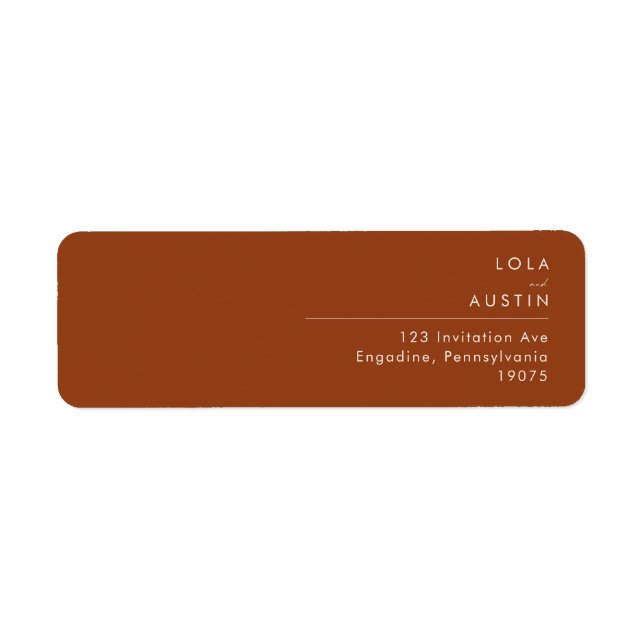 Simple Desert | Terracotta Return Address Label (Front)