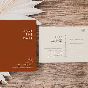 Simple Desert Terracotta Save The Date Postcard
