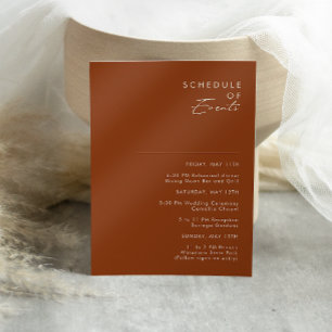 Simple Desert   Terracotta Schedule of Events Enclosure Card