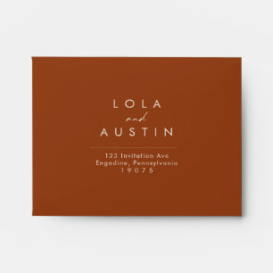 Simple Desert   Terracotta self-addressed RSVP Envelope