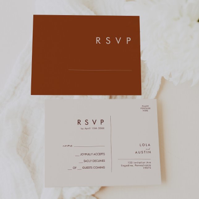 Simple Desert | Terracotta Wedding RSVP Postcard (Creator Uploaded)