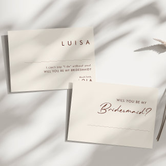 Simple Desert White Bridesmaid Proposal card
