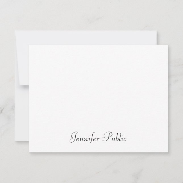 Simple Design Elegant Hand Script Name Text Flat Card (Front)