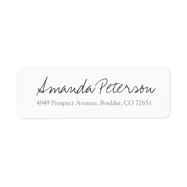 Simple Design Moderne Script Adresse de retour (Devant)