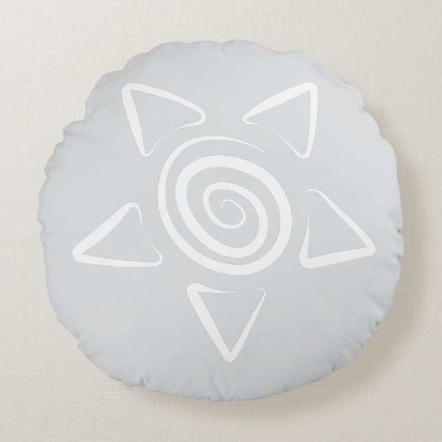 Simple Designed Grey Colour  Round Pillow (Front)