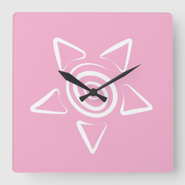 Simple Designed pink Colour  Square Wall Clock (Front)