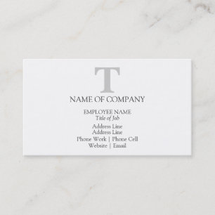 Simple Designer Monogram Grey Grey Colour Business Card