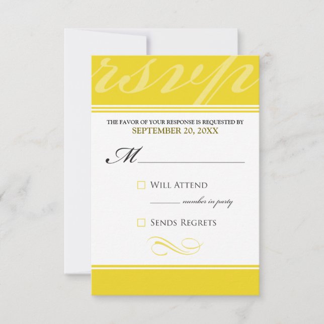 Simple Designer RSVP Card (neon yellow) (Front)
