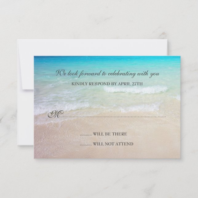 Simple Destination Beach Wedding Reply Cards (Front)