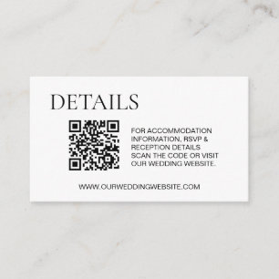Simple Details Accommodation RSVP QR code Website Enclosure Card