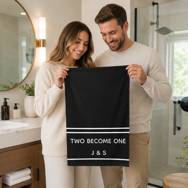Simple Deux Deviennent Un Monogramme Noir Et Blanc (Créateur téléchargé)