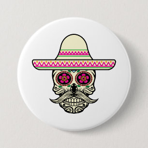 Simple Dia de Muertos Crâne avec Casquette   Badge