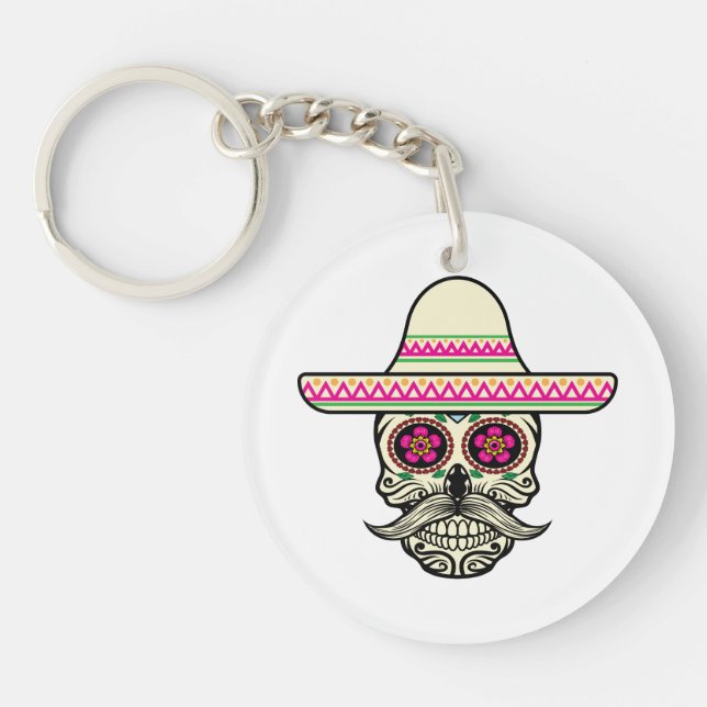 Simple Dia de Muertos Crâne avec Casquette | Porte (Devant)