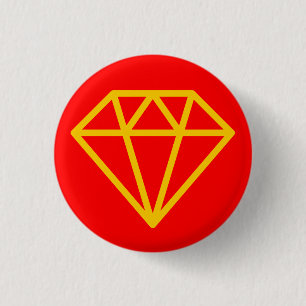 Simple Diamond - Amber on Red 1 Inch Round Button