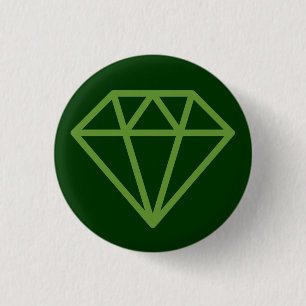 Simple Diamond - Avocado Green on Dk Forest Green 1 Inch Round Button