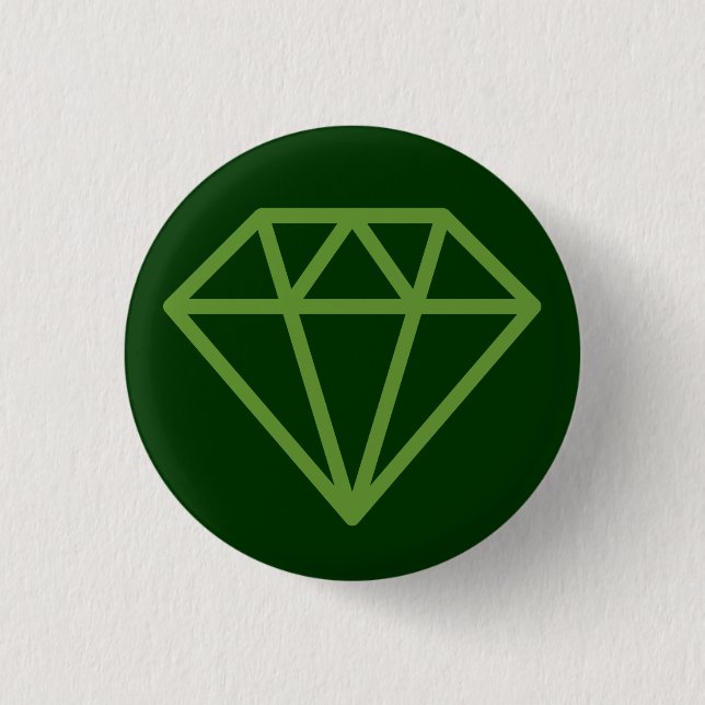 Simple Diamond - Avocado Green on Dk Forest Green 1 Inch Round Button (Front)
