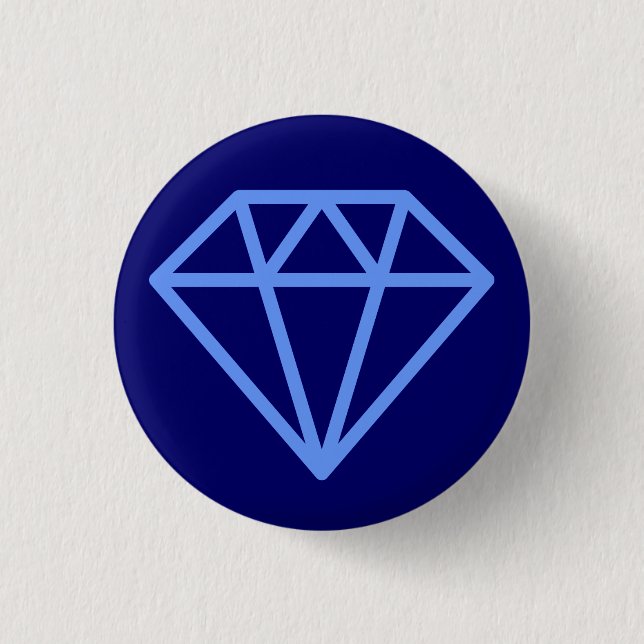 Simple Diamond - Baby Blue on Deep Navy 1 Inch Round Button (Front)