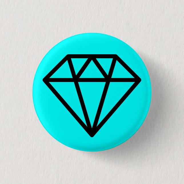 Simple Diamond - Black on Cyan 1 Inch Round Button (Front)