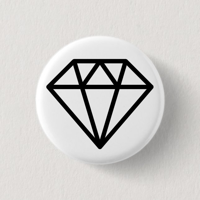 Simple Diamond - Black on White 1 Inch Round Button (Front)
