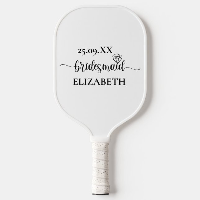 Simple Diamond Elegant Script Bachelorette Weekend Pickleball Paddle (Front)